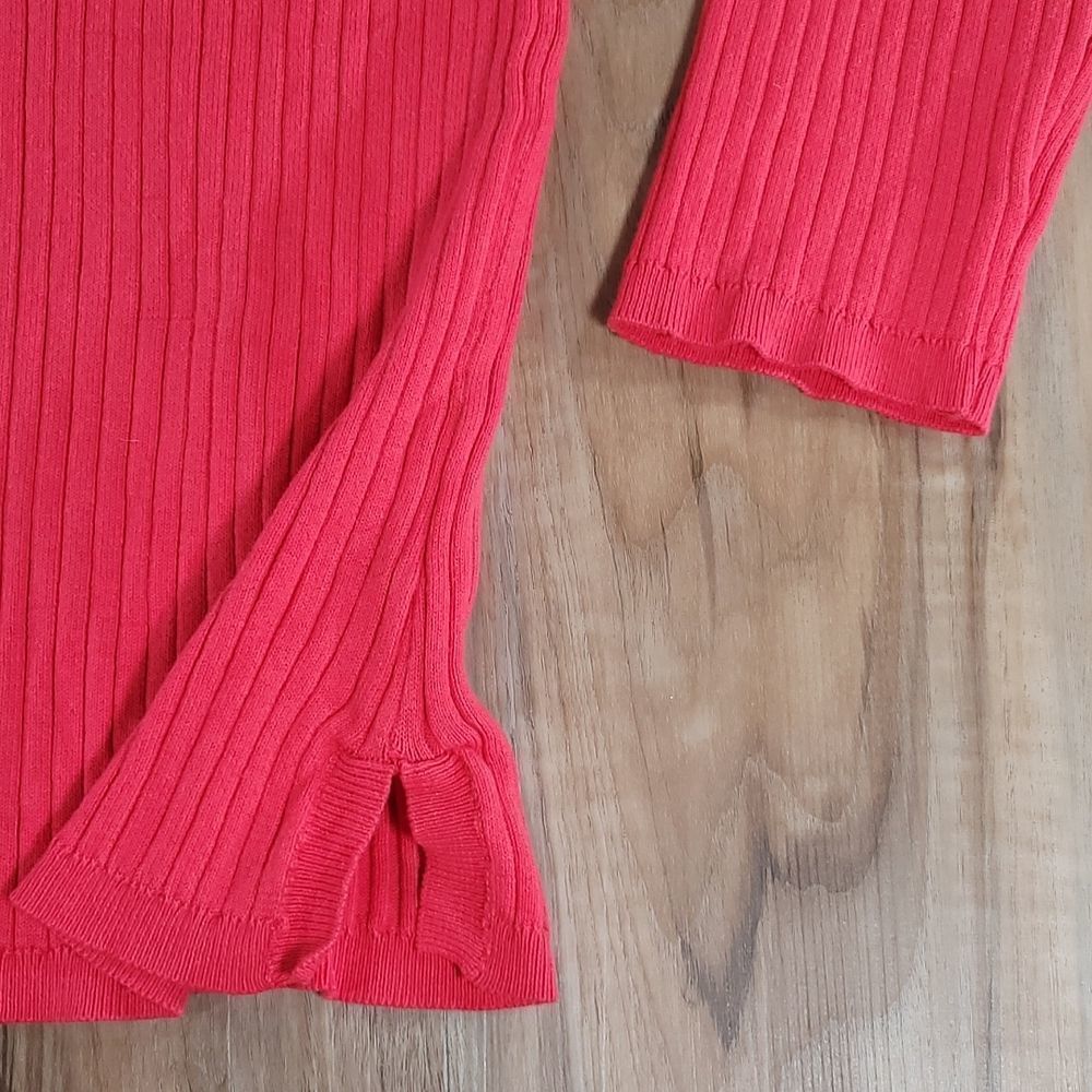 🔺️Jaclyn Smith Coral Ribbed Button Neck 3/4 Sleeve Top XLarge - Picture 6 of 9